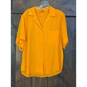 vintage Christian Dior women’s 10 orange short-sleeved button-down blouse
